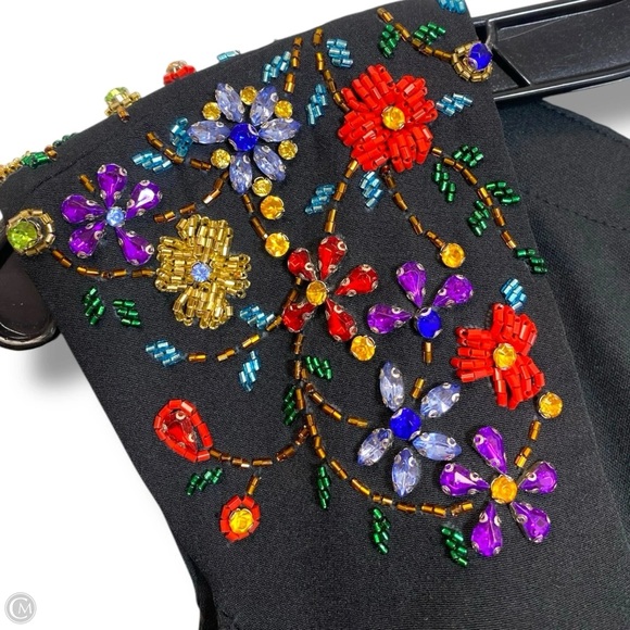 IEENA FOR MAC DUGGAL Black Beaded Cap Sleeve A Line Midi Dress size 4 holiday - Picture 6 of 8